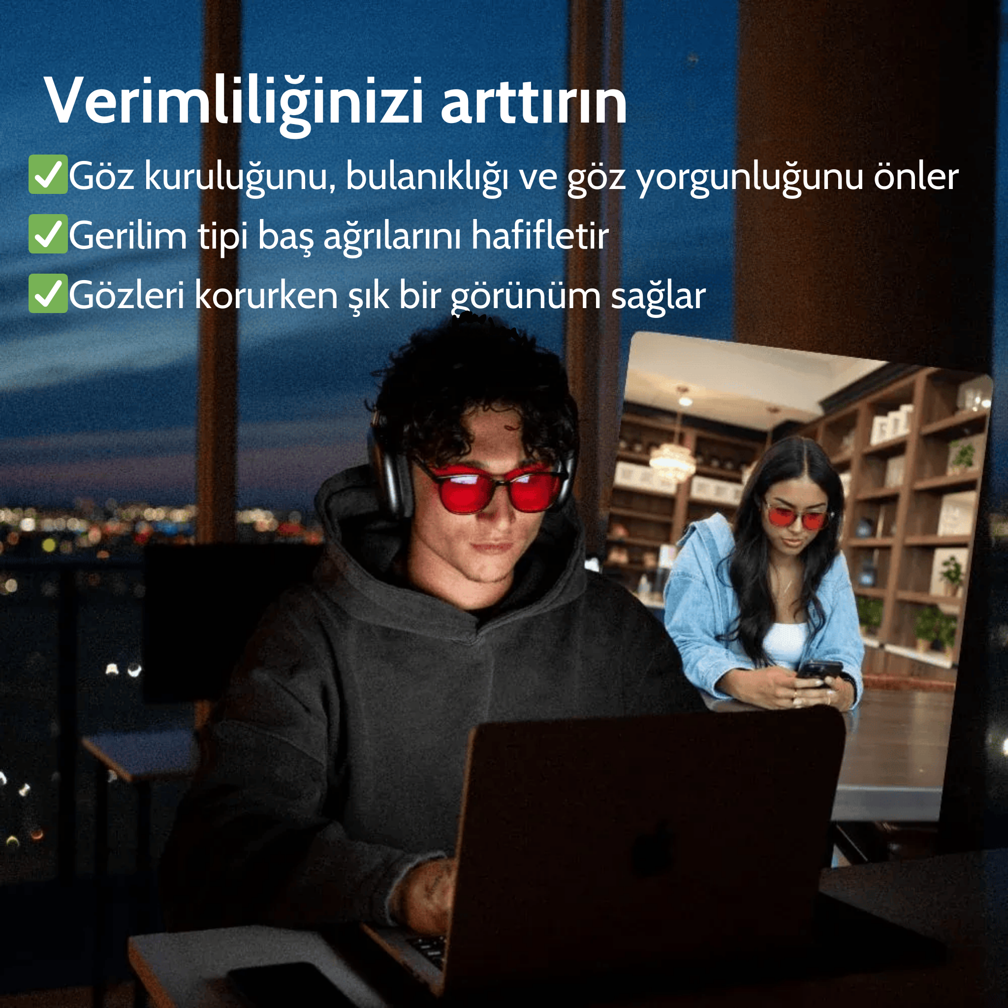 LodyMood™ Unisex Kırmızı Lens Mavi Işık  Gözlük